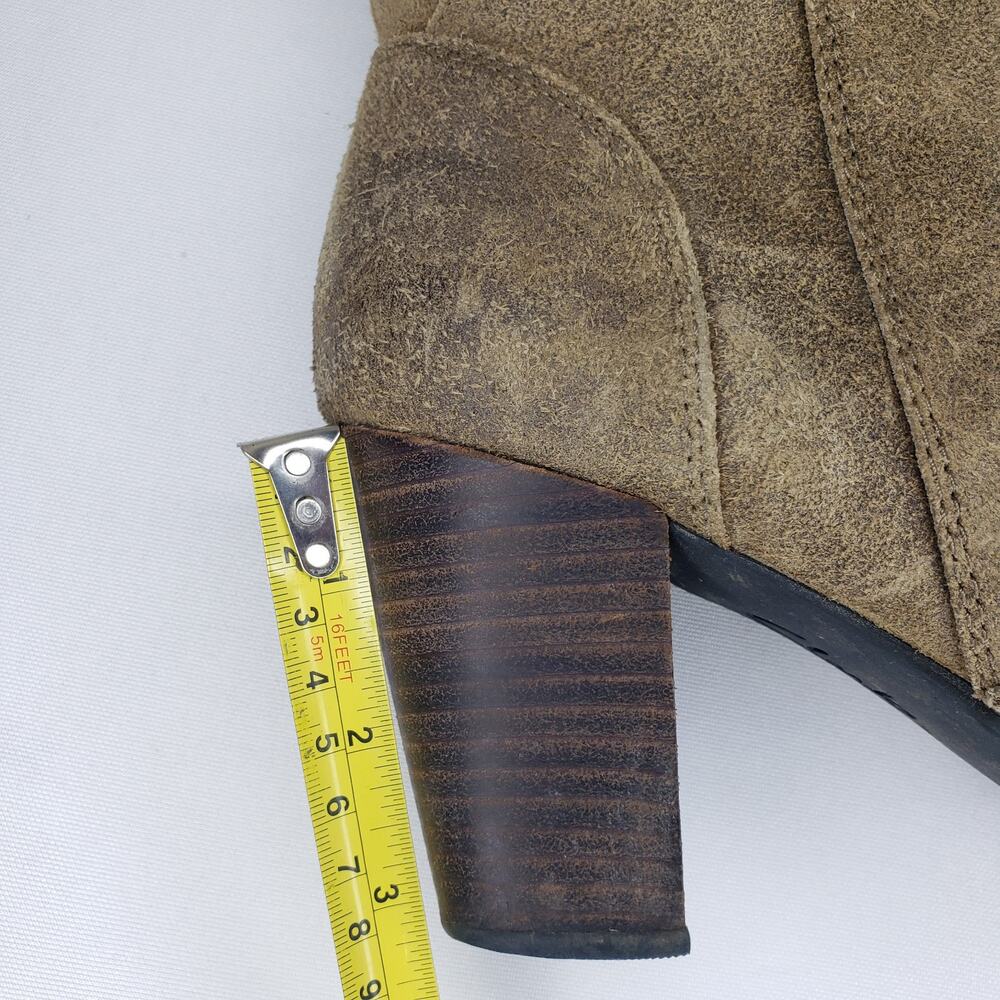 Clarks Indigo Womens Sz. 10.5 Distressed Brown Leather Western Ankle Boots Heels - Picture 13 of 14